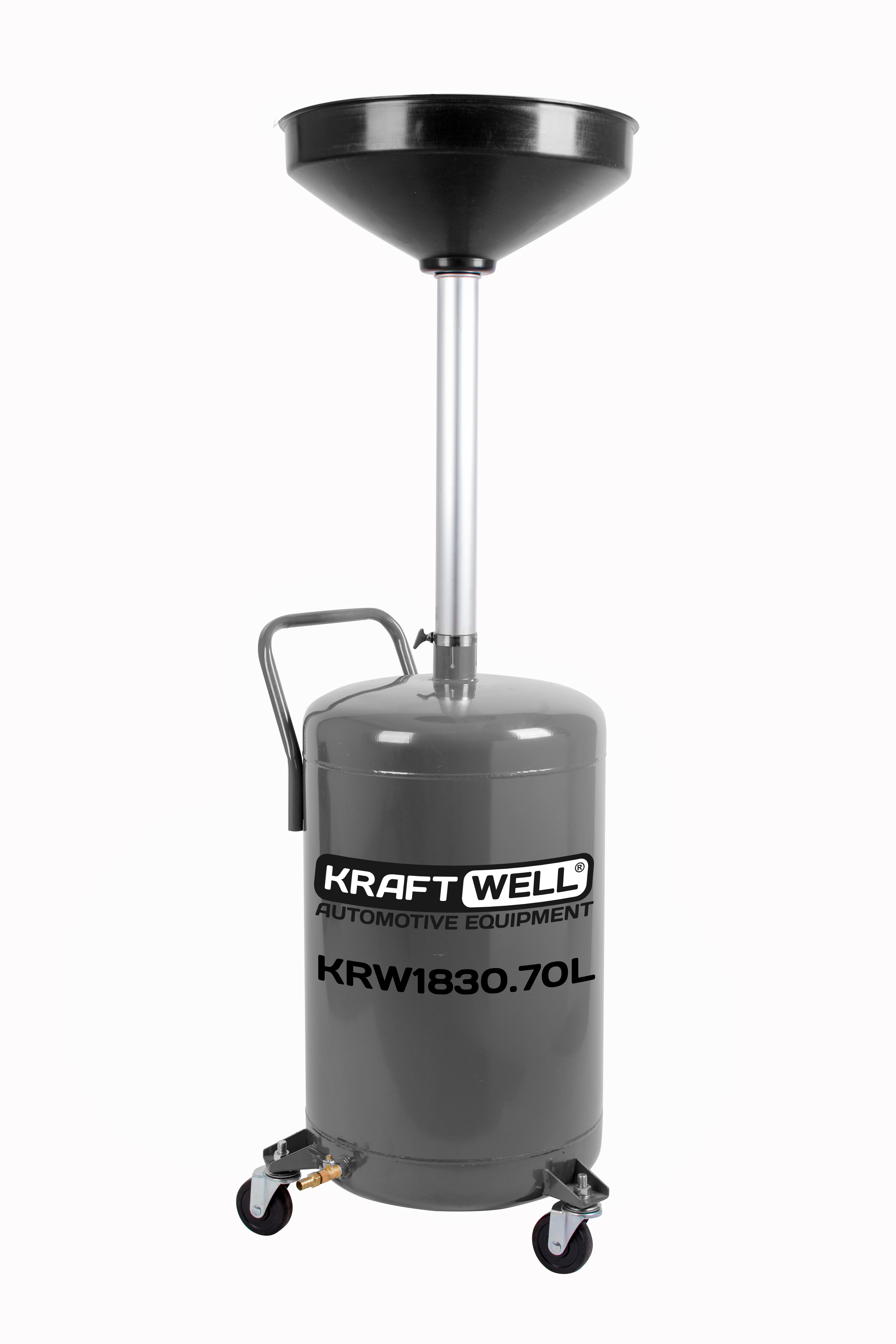 KraftWell KRW1830.70L Установка для слива масла/антифриза с круглой подъемной ванной, мобильная, объем 70 л
